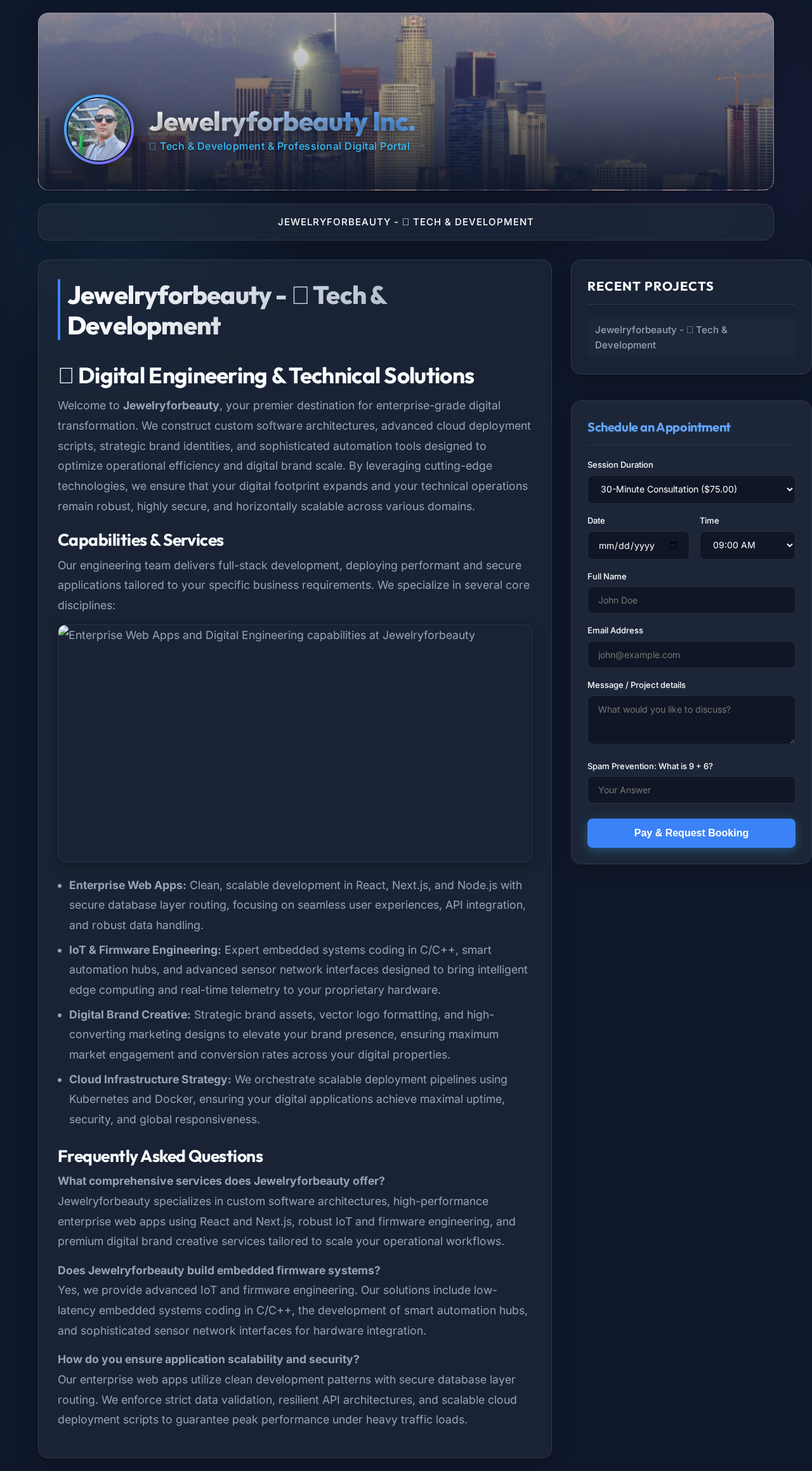 Enterprise Web Apps and Digital Engineering capabilities at Jewelryforbeauty